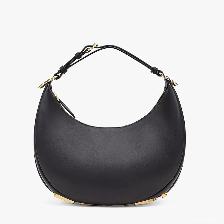 Cheap Fendi Leather Small Bag In Fendigraphy Black Calf Hobo 0821